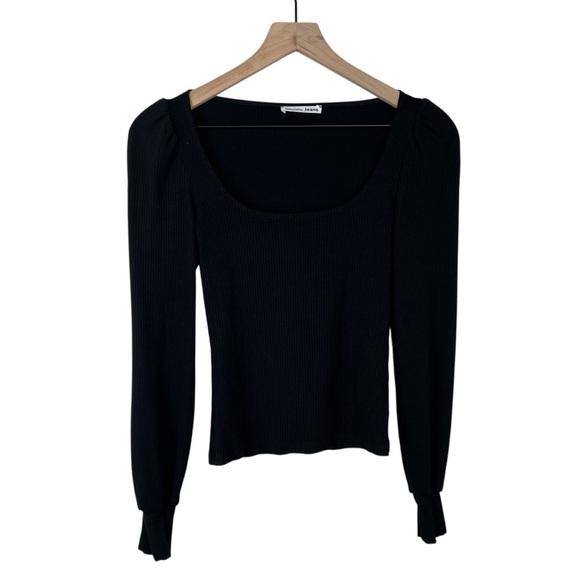 Reformation Black Ribbed Square Neck Top - Picture 1 of 6